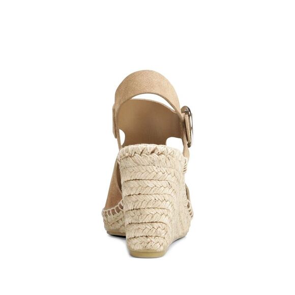 VIA SPIGA Womens Desert Beige Cutouts Nolan Wedge Leather Espadrille Shoes 9 M - Picture 3 of 5